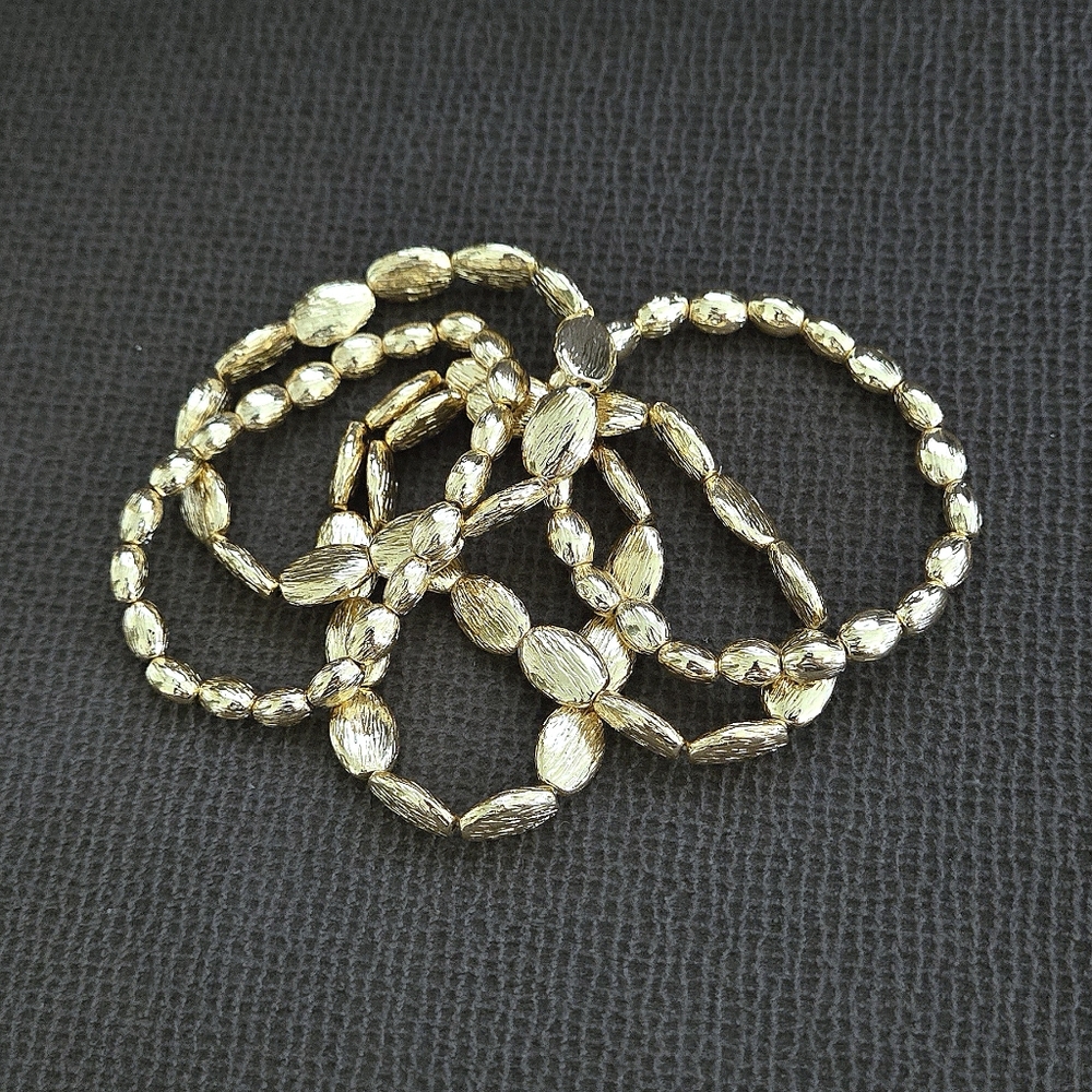 House🏠 of Harlow 1960 Set of Five🖐 Stretchy Gold💛 Bead Bracelets - NWT - Picture 14 of 16